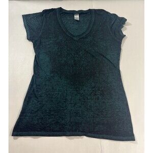 Harley Davidson Women's Burnout T Shirt Large Dark Green Rhinestone Biker